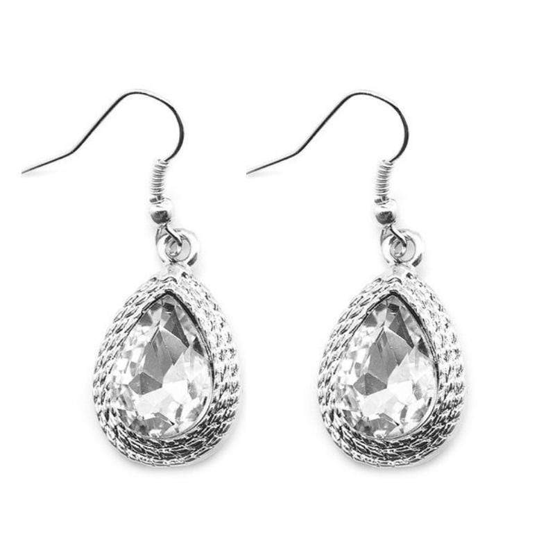 Roll Out the Red Carpet White Gem Earrings