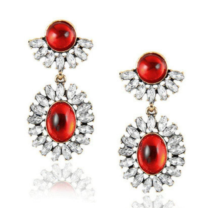 Sun Shining on the Gem Red Statement Earrings