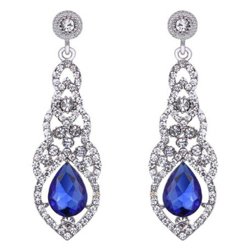 Teardrop Elegance Royal Blue Gem Statement Earrings