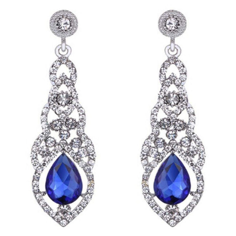Teardrop Elegance Royal Blue Gem Statement Earrings WICKED WONDERS Teardrop Elegance Royal Blue Gem Statement Earrings WICKED WONDERS