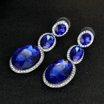 Triple Mic Drop Royal Blue Statement Gem Earrings