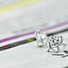 Two of Hearts Silver and White Rhinestone Dainty Post Earrings