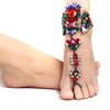 Bohemian Barefoot Sandals Pair - Red and Multi - One Size