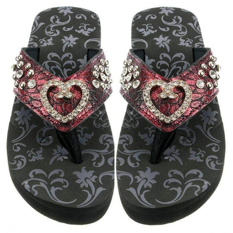 Red bling hot sale flip flops