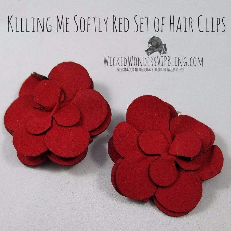 Killing Me Softly Red Set of Hair Clips