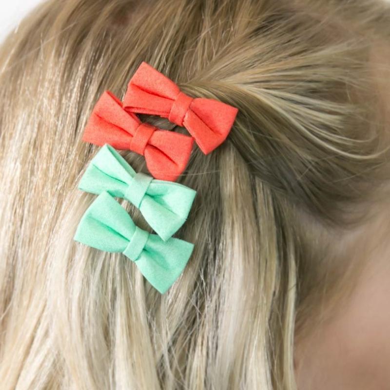 Mary Had a Little Lamb Mint and Coral Hair Clips (4)