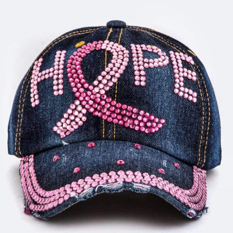 Hope Crystal Embellished Denim Hat
