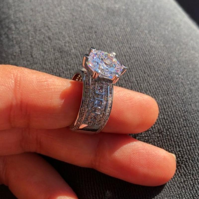 Iced Out 4.6 Carat AAA Zircon Ring