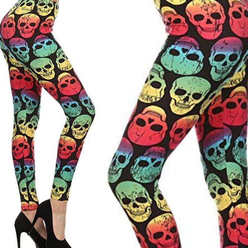 Wicked Soft Psychedelic Skulls OS Leggings