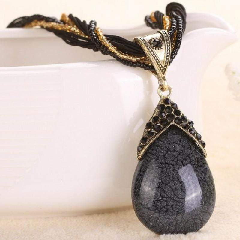 A-PEAR-antly Perfect Drop Pendant Seed Bead (Top Down) Black