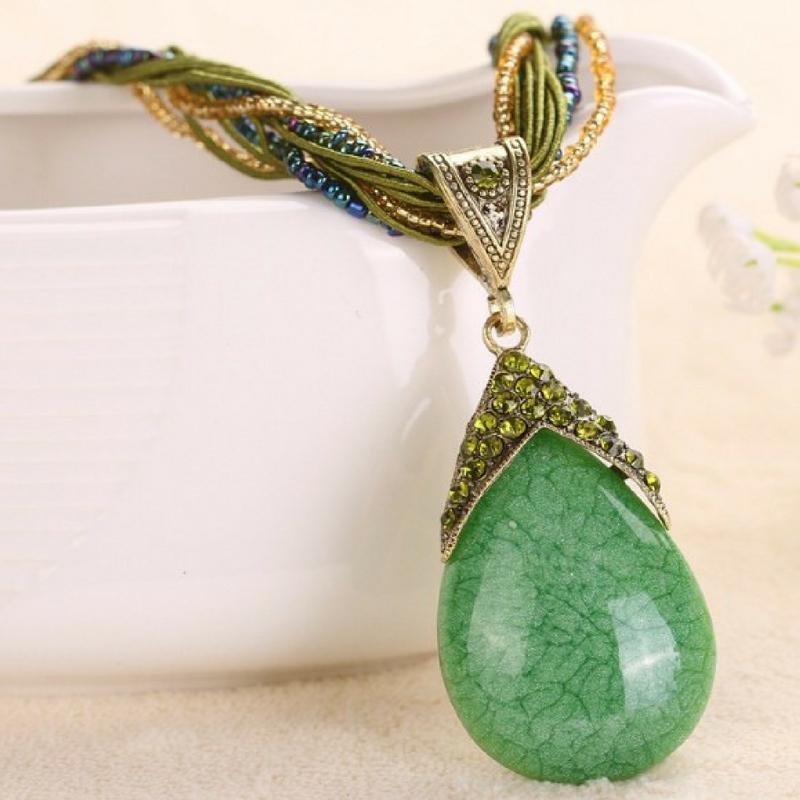 A-PEAR-antly Perfect Drop Pendant Seed Bead (Top Down) Green