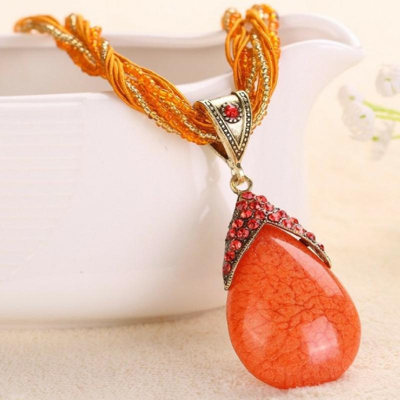 A-PEAR-antly Perfect Drop Pendant Seed Bead (Top Down) Orange