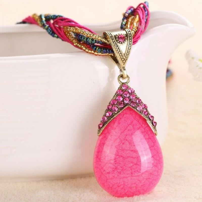 A-PEAR-antly Perfect Drop Pendant Seed Bead (Top Down) Pink