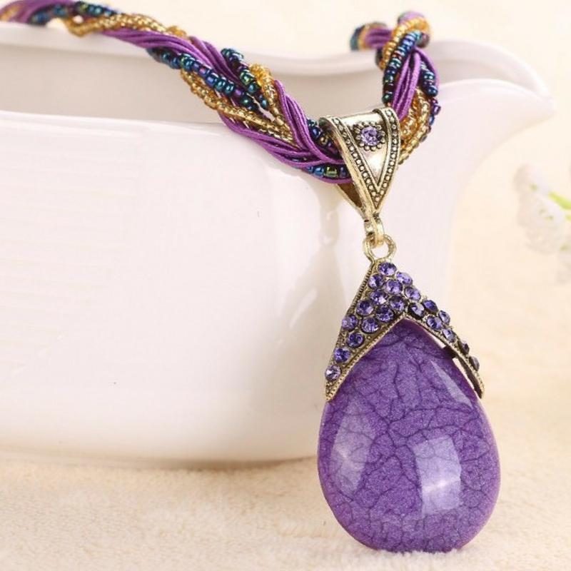 A-PEAR-antly Perfect Drop Pendant Seed Bead (Top Down) Purple