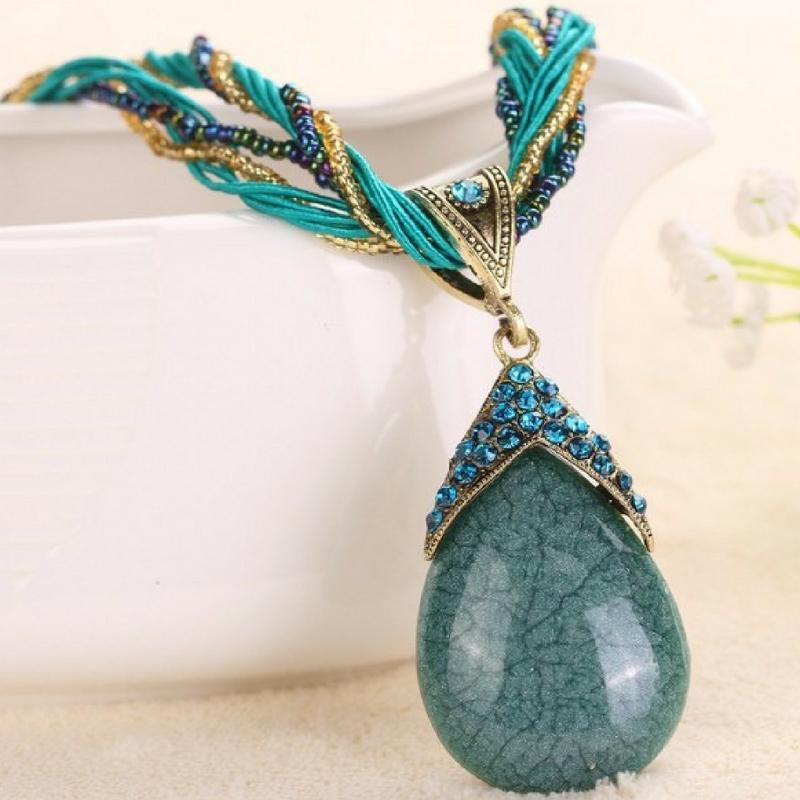 A-PEAR-antly Perfect Drop Pendant Seed Bead (Top Down) Teal