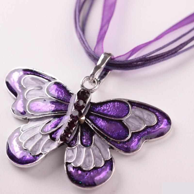 Butterflies and Hope Purple Necklace