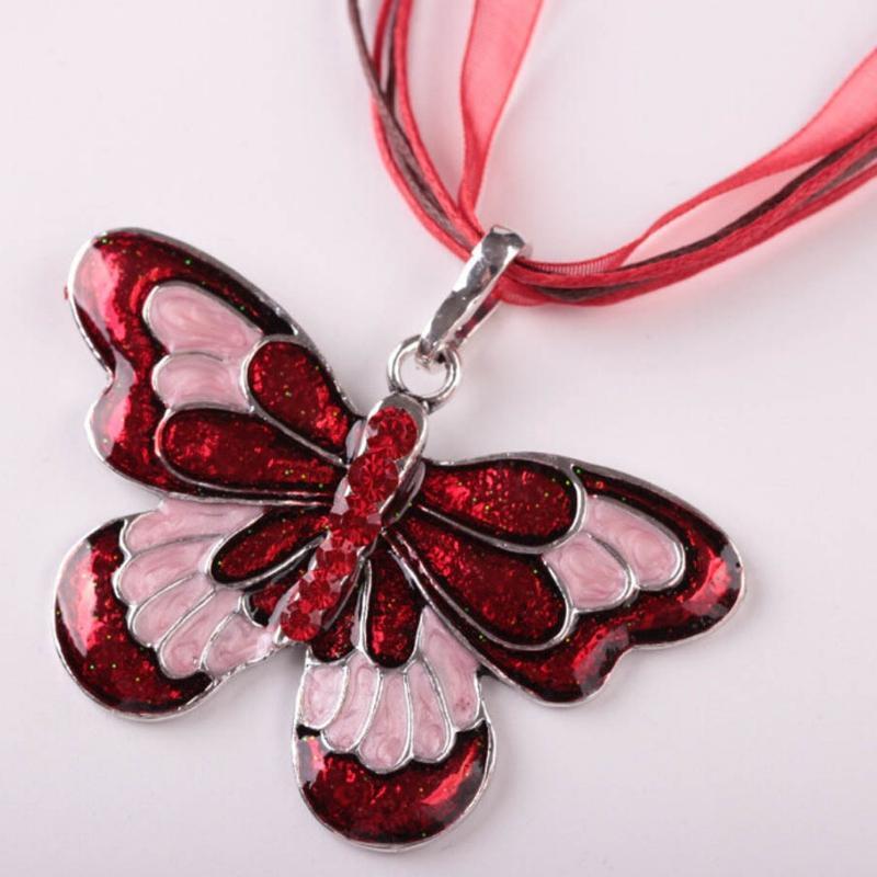 Butterflies and Hope Red Necklace
