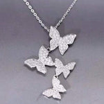 Butterfly Quad Silver Crystal Necklace