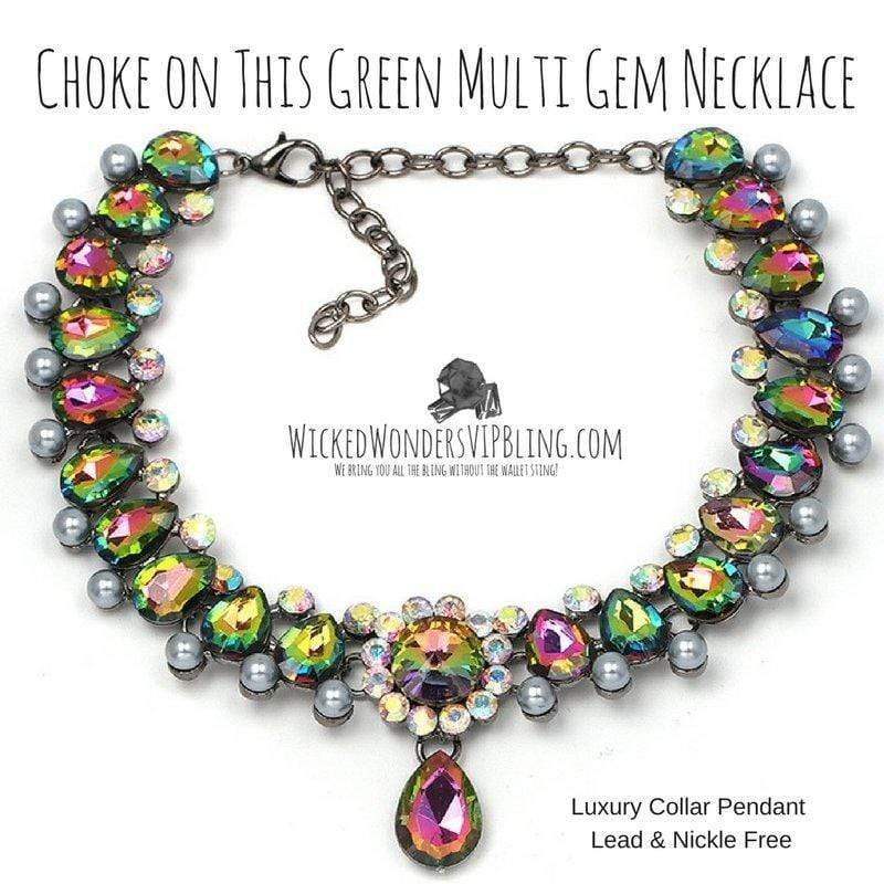 Choke on This Green/Multi Gem Choker Necklace