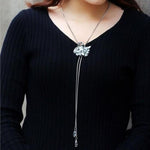 Crystalline Swan Sweater Necklace