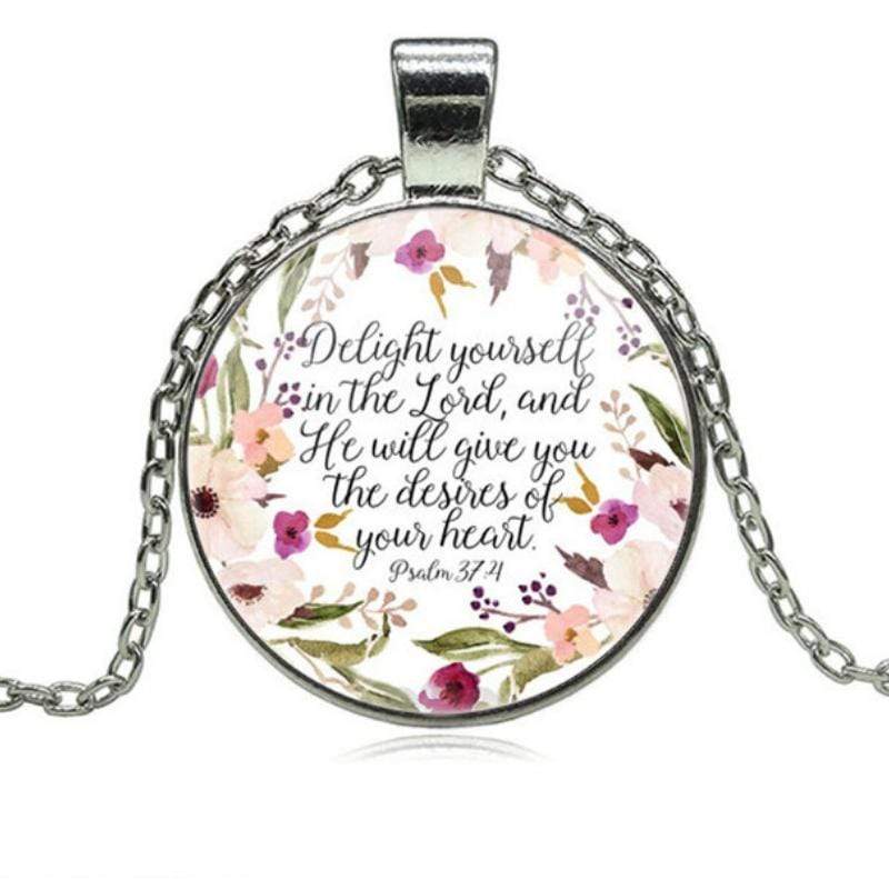 Delight Yourself Psalm 37:4 Silver and Multi-Colored Necklace