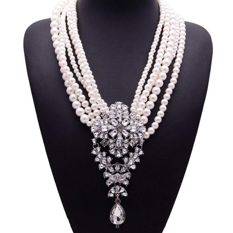 Diamonds and Pearls White Necklace