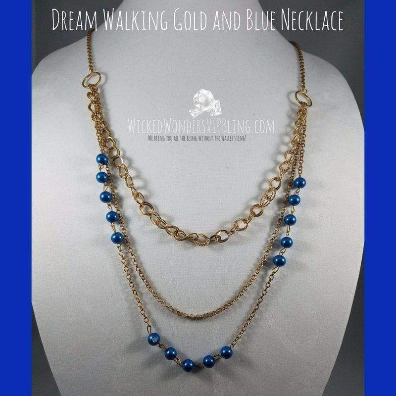 Dream Walking Gold and Blue Necklace