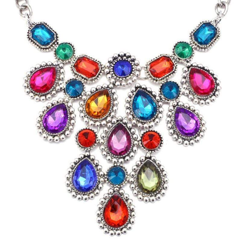 Eyes of the World Multi Crystal Statement Necklace