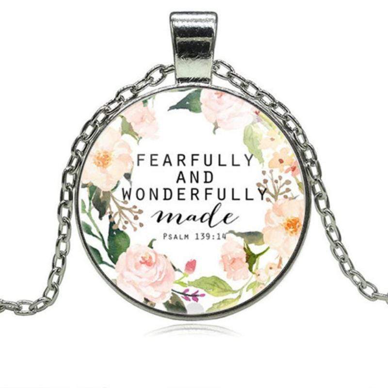 Fearfully and Wonderfully Made Psalm 139:14 Silver and Multi-Colored Necklace