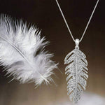 Feather Fantasies Silver and White Rhinestone Pendant Necklace