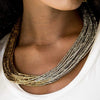 Flashy Fashion Brass & Silver Seed Bead Necklace