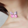Flirty Butterfly Floating Choker Necklace Purple and Pink