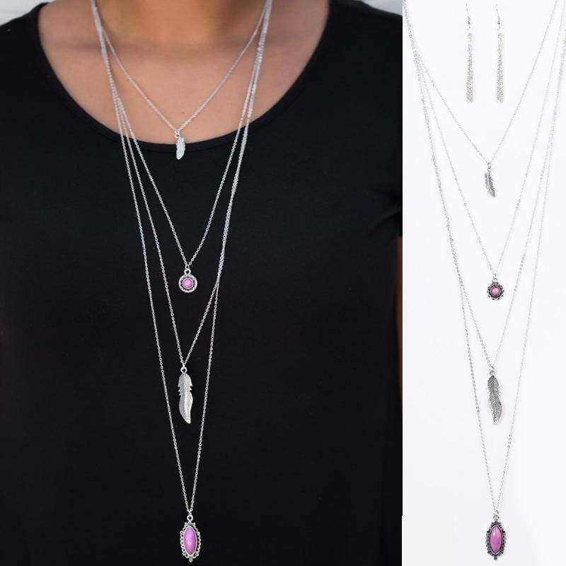 Flying Lessons Quad-Layer Purple Necklace