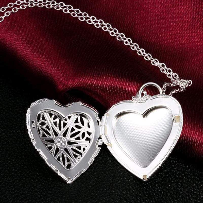 Heart Shaped Box Silver Locket Necklace