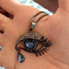 I'll Be Watching You Blue Gem Necklace