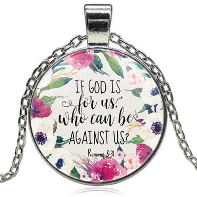 If God Is For Us Romans 8:31 Silver and Multi-Colored Necklace