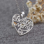 Mom Glow Silver Heart Glow-in-the-Dark Pendant Necklace