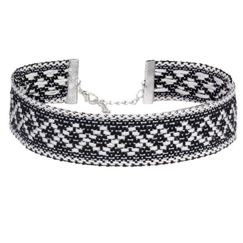 Native Knit Black & White Choker Necklace