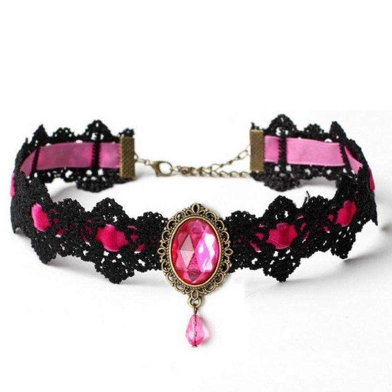 Nottingham Lace Pink Choker Necklace