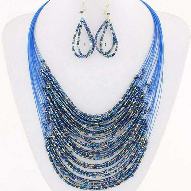 Ocean Pebbles Blue Seed Bead Necklace