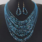 Ocean Pebbles Blue Seed Bead Necklace