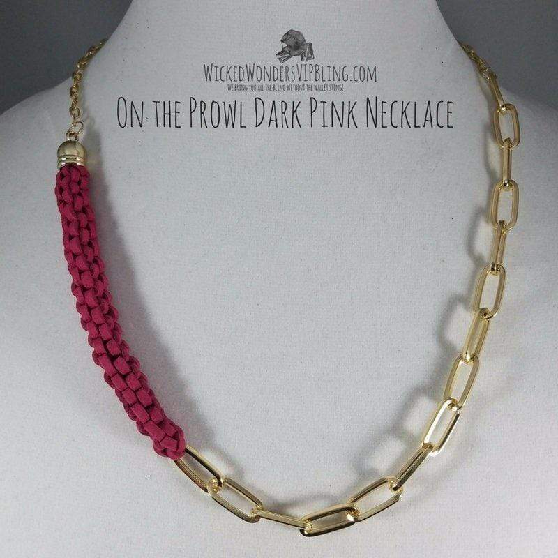 On the Prowl Dark Pink Necklace