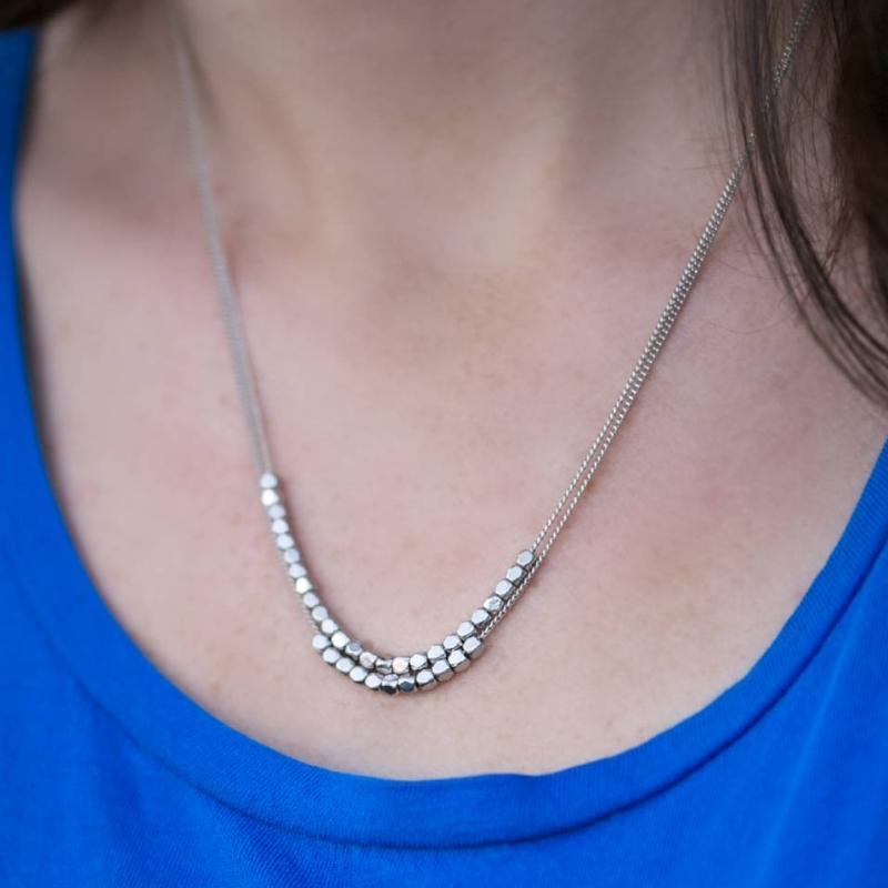 Rock the Block Silver Necklace