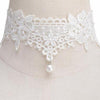 Roses on White Lace Choker Necklace