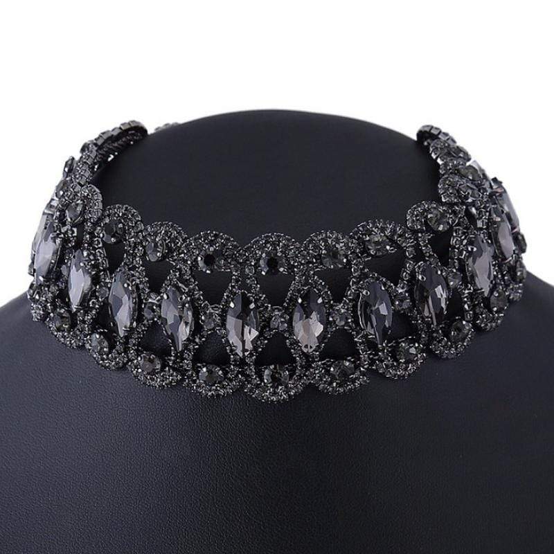 Stylish Long Rhinestone Necklace Black Tie Necklace - Temu