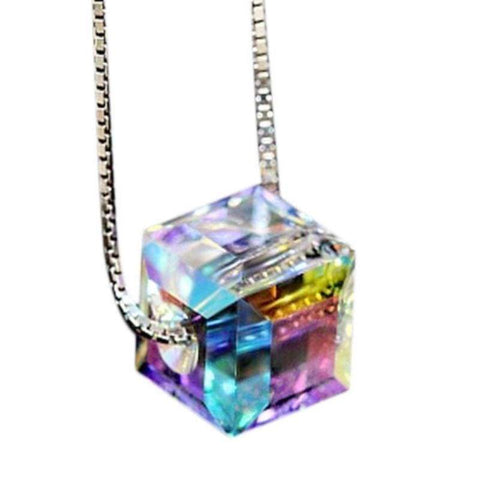 【OV】cube sugar necklace Serein S925 Sterling Silver Sugar Cube Diamond Necklace