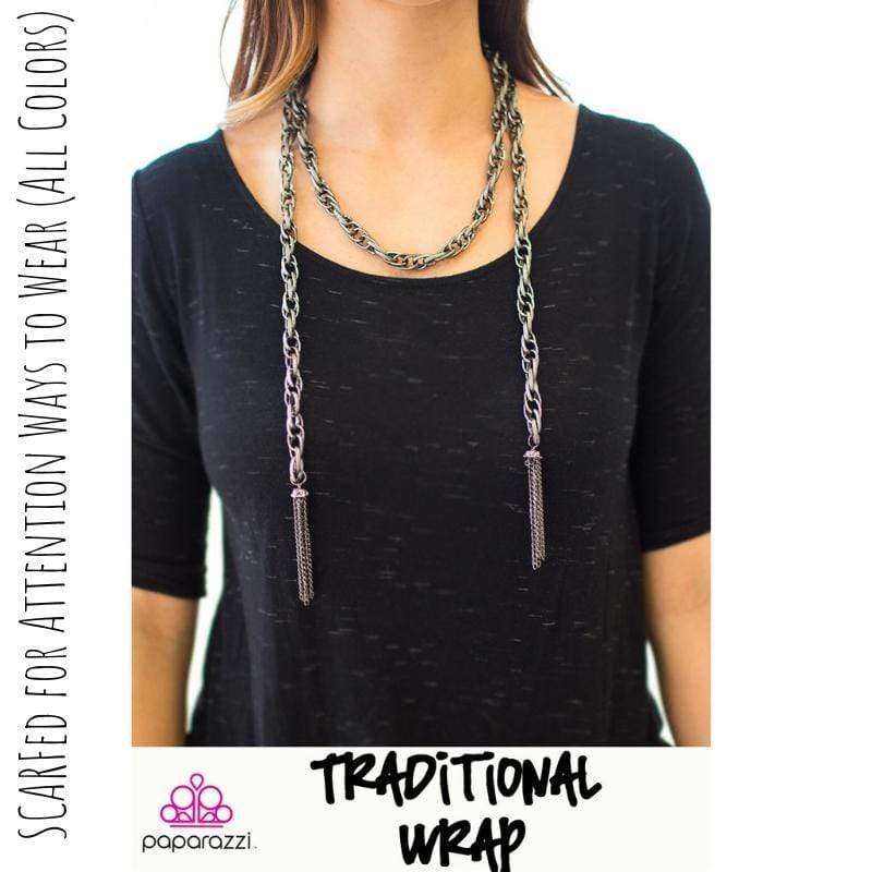 SCARFed for Attention Gunmetal Scarf Necklace