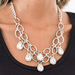 Show-Stopping Shimmer White Gem Statement Necklace