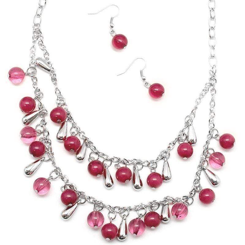 Stop, Drop and Roll Pink Necklace