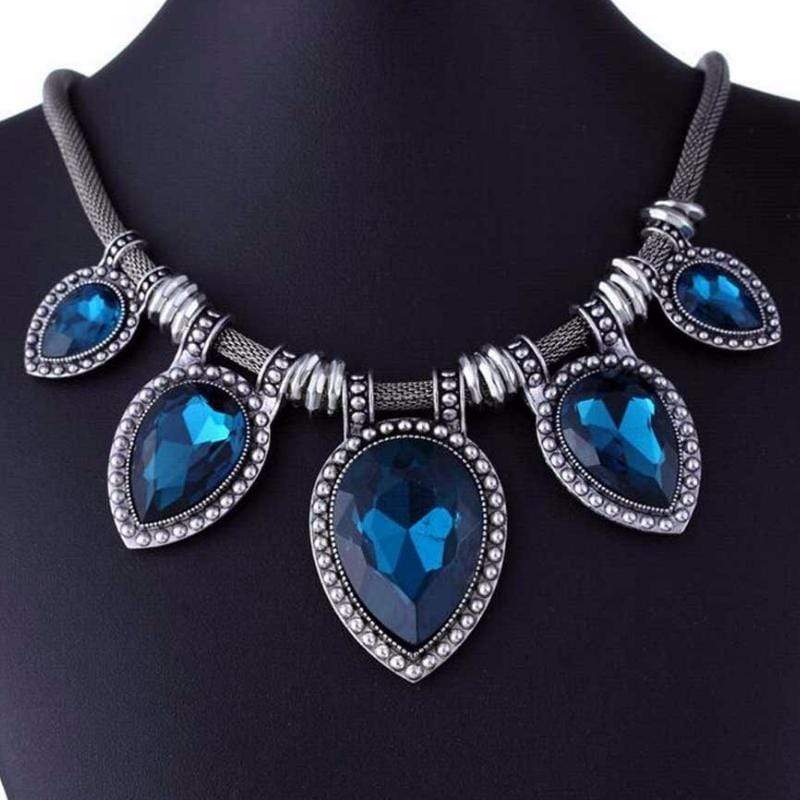 Tears Are Falling Blue Gem Necklace